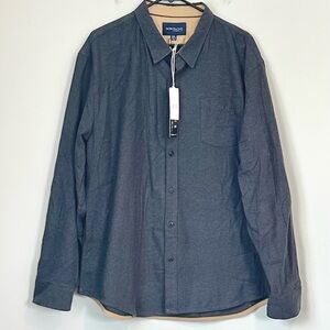 NWT Jachs New York Men’s Charcoal Gray Twill Cotton Button-Up Shirt - Size: 2XL